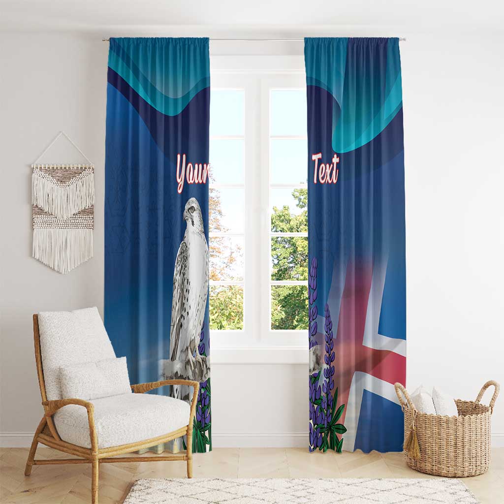 Personalized Iceland National Day Window Curtain Gyrfalcon With Lupine Flower