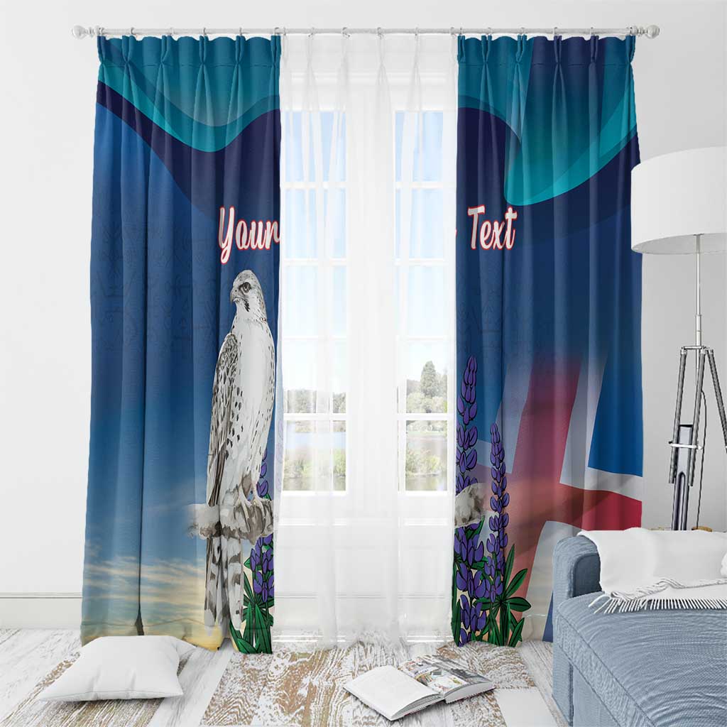 Personalized Iceland National Day Window Curtain Gyrfalcon With Lupine Flower