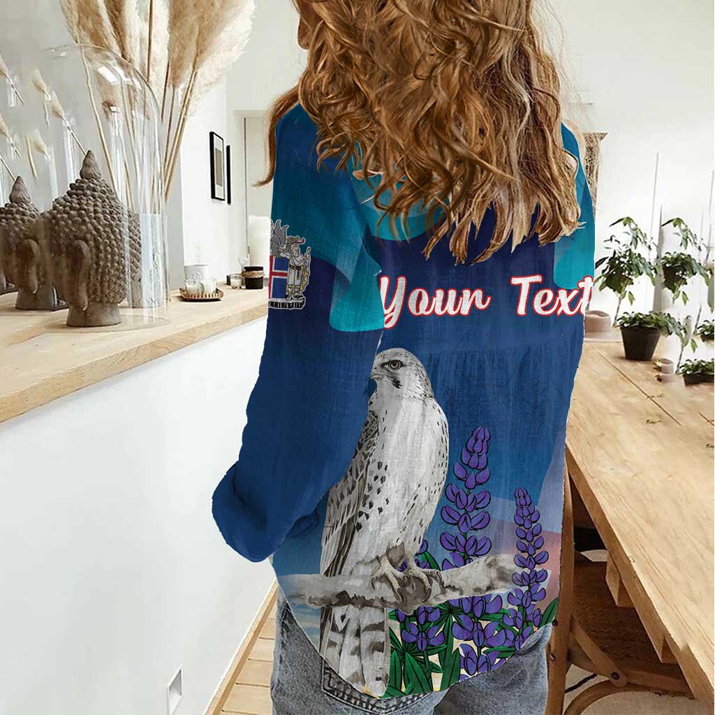 Personalized Iceland National Day Women Casual Shirt Gyrfalcon With Lupine Flower