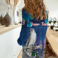 Personalized Iceland National Day Women Casual Shirt Gyrfalcon With Lupine Flower