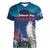 Personalized Iceland National Day Women V-Neck T-Shirt Gyrfalcon With Lupine Flower