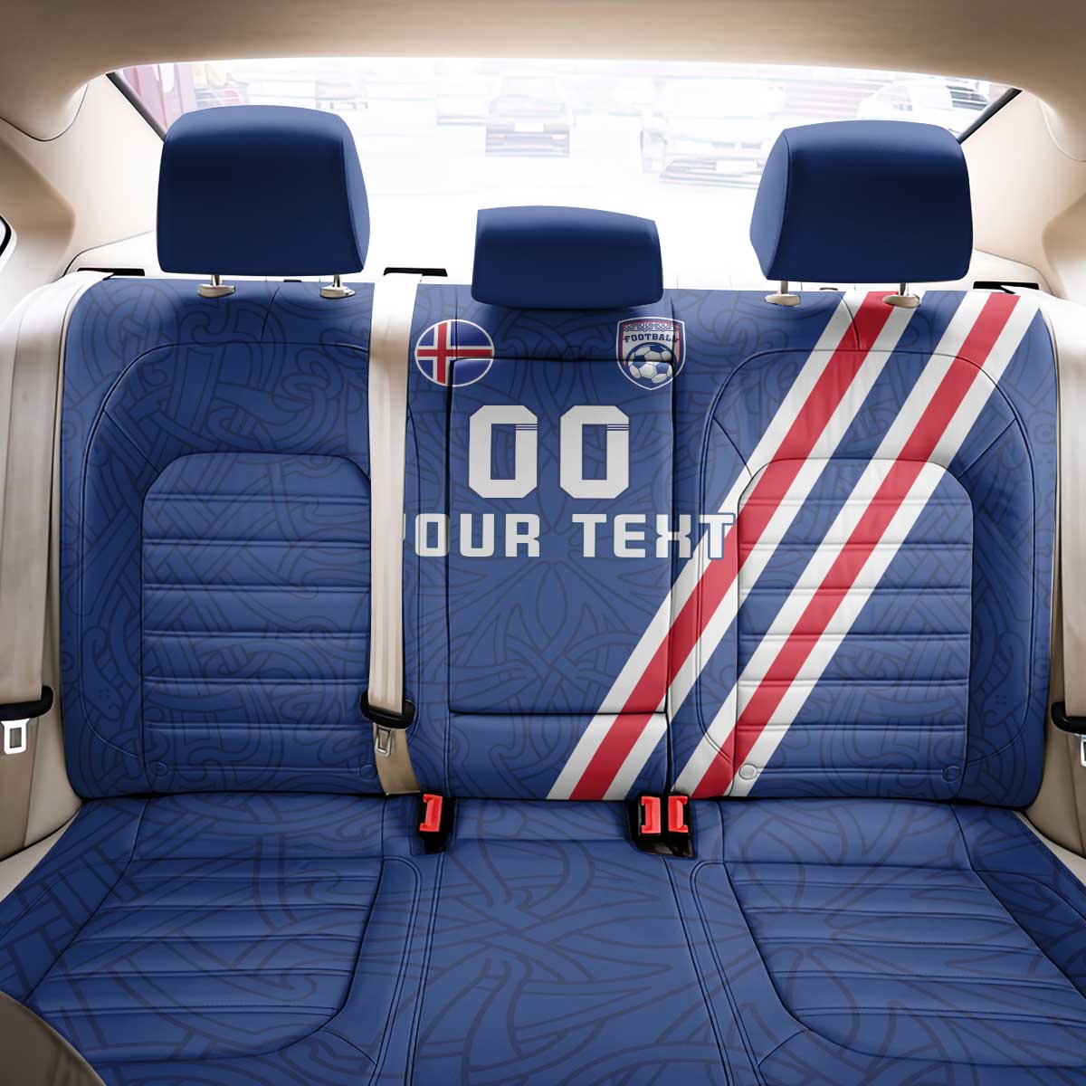 Custom Iceland Football Back Car Seat Cover Strakarnir Okkar Celtic Pattern