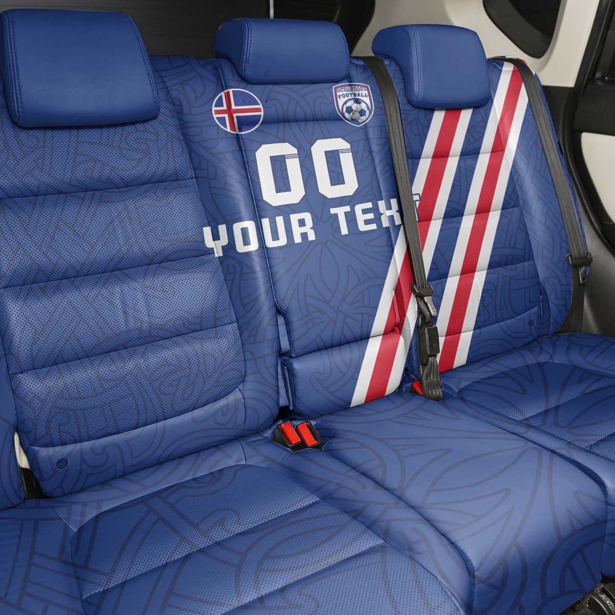 Custom Iceland Football Back Car Seat Cover Strakarnir Okkar Celtic Pattern