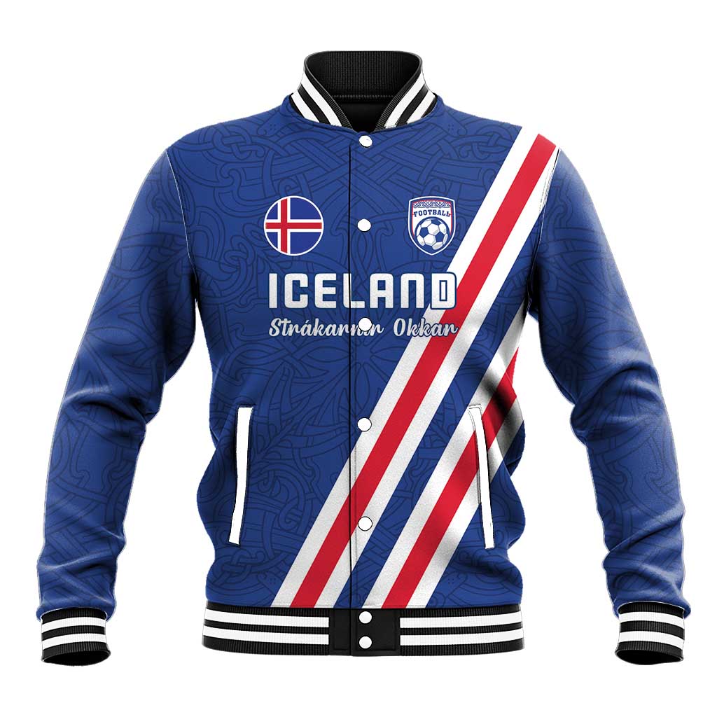 Custom Iceland Football Baseball Jacket Strakarnir Okkar Celtic Pattern