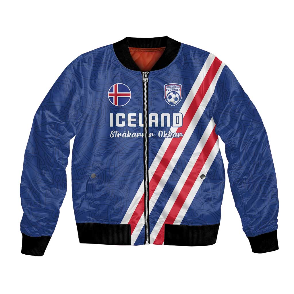 Custom Iceland Football Bomber Jacket Strakarnir Okkar Celtic Pattern