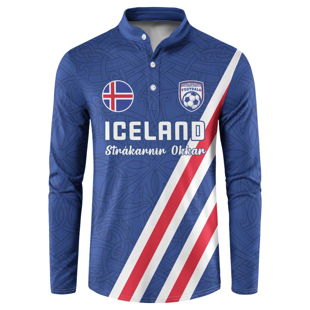 Custom Iceland Football Button Sweatshirt Strakarnir Okkar Celtic Pattern