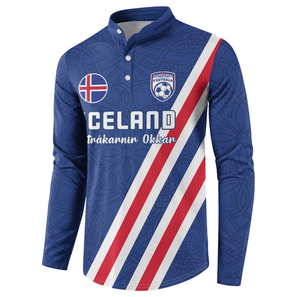 Custom Iceland Football Button Sweatshirt Strakarnir Okkar Celtic Pattern