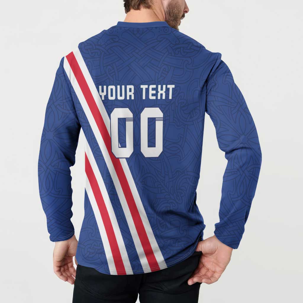 Custom Iceland Football Button Sweatshirt Strakarnir Okkar Celtic Pattern