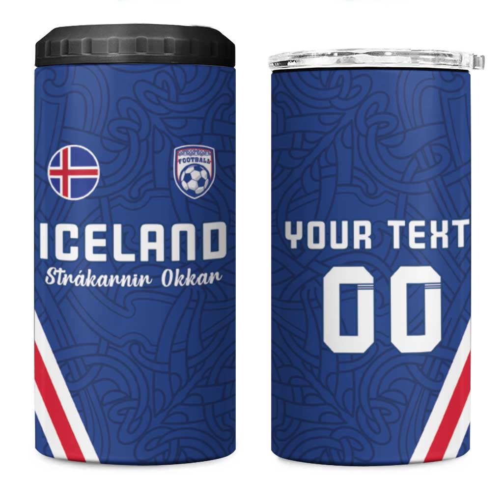Custom Iceland Football 4 in 1 Can Cooler Tumbler Strakarnir Okkar Celtic Pattern