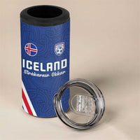 Custom Iceland Football 4 in 1 Can Cooler Tumbler Strakarnir Okkar Celtic Pattern