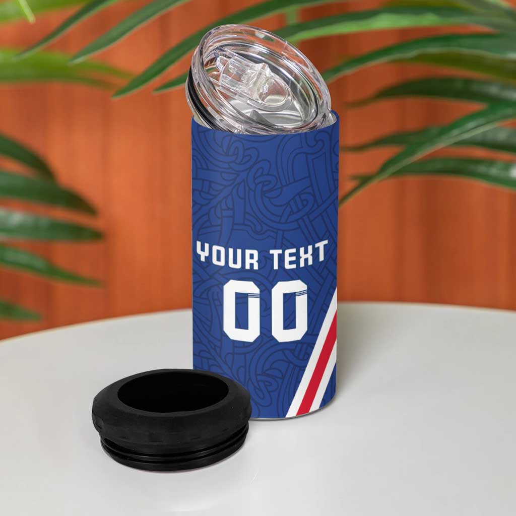 Custom Iceland Football 4 in 1 Can Cooler Tumbler Strakarnir Okkar Celtic Pattern