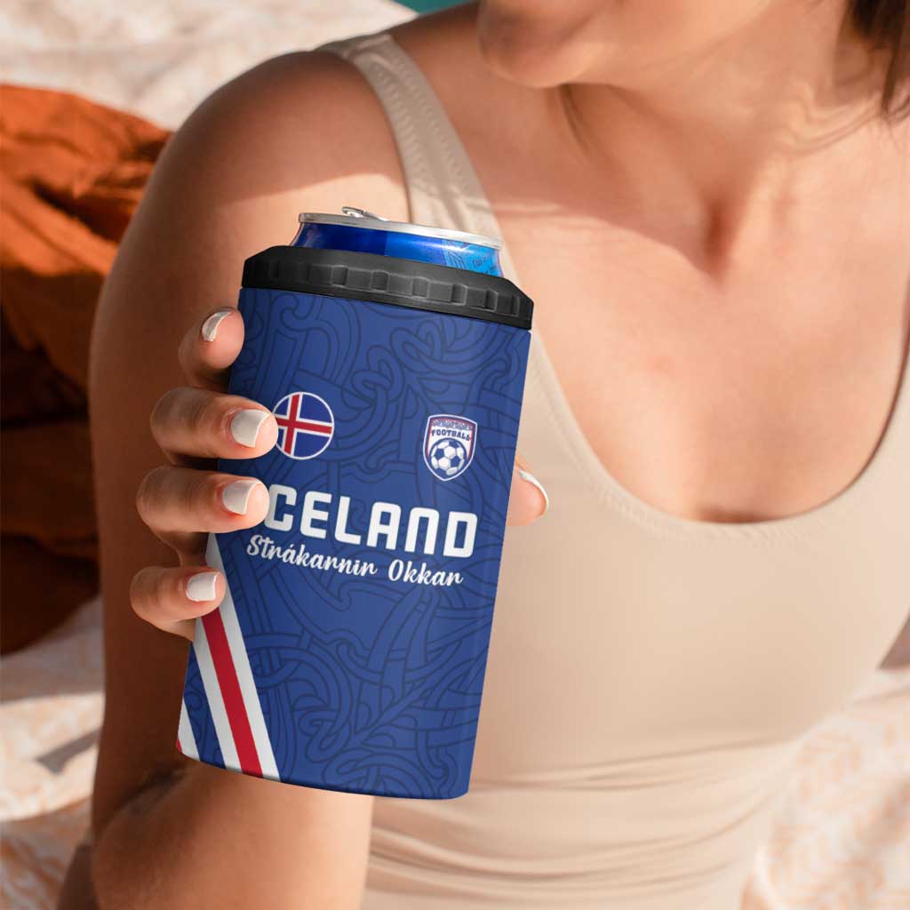 Custom Iceland Football 4 in 1 Can Cooler Tumbler Strakarnir Okkar Celtic Pattern