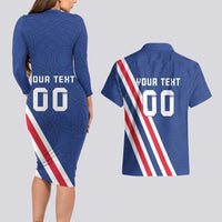 Custom Iceland Football Couples Matching Long Sleeve Bodycon Dress and Hawaiian Shirt Strakarnir Okkar Celtic Pattern