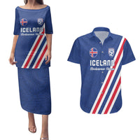 Custom Iceland Football Couples Matching Puletasi and Hawaiian Shirt Strakarnir Okkar Celtic Pattern