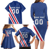 Custom Iceland Football Family Matching Long Sleeve Bodycon Dress and Hawaiian Shirt Strakarnir Okkar Celtic Pattern