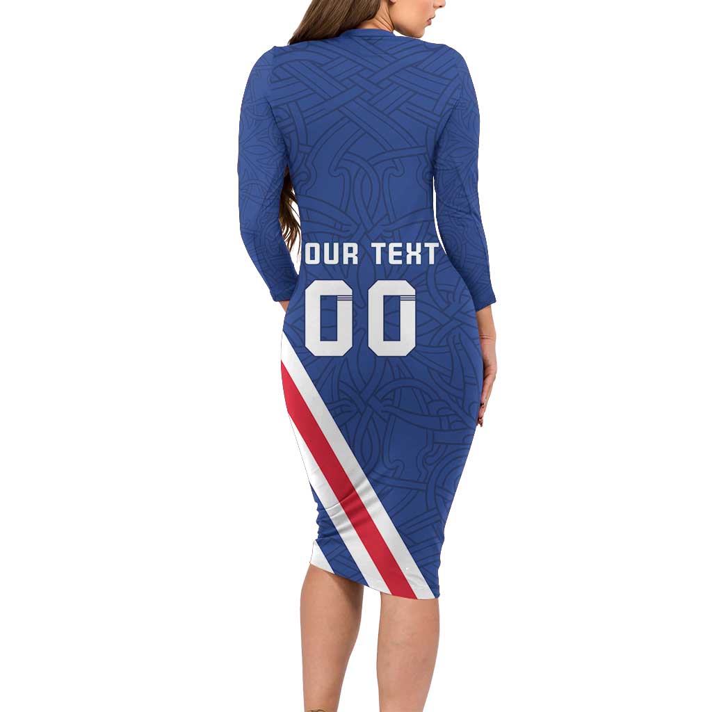 Custom Iceland Football Family Matching Long Sleeve Bodycon Dress and Hawaiian Shirt Strakarnir Okkar Celtic Pattern