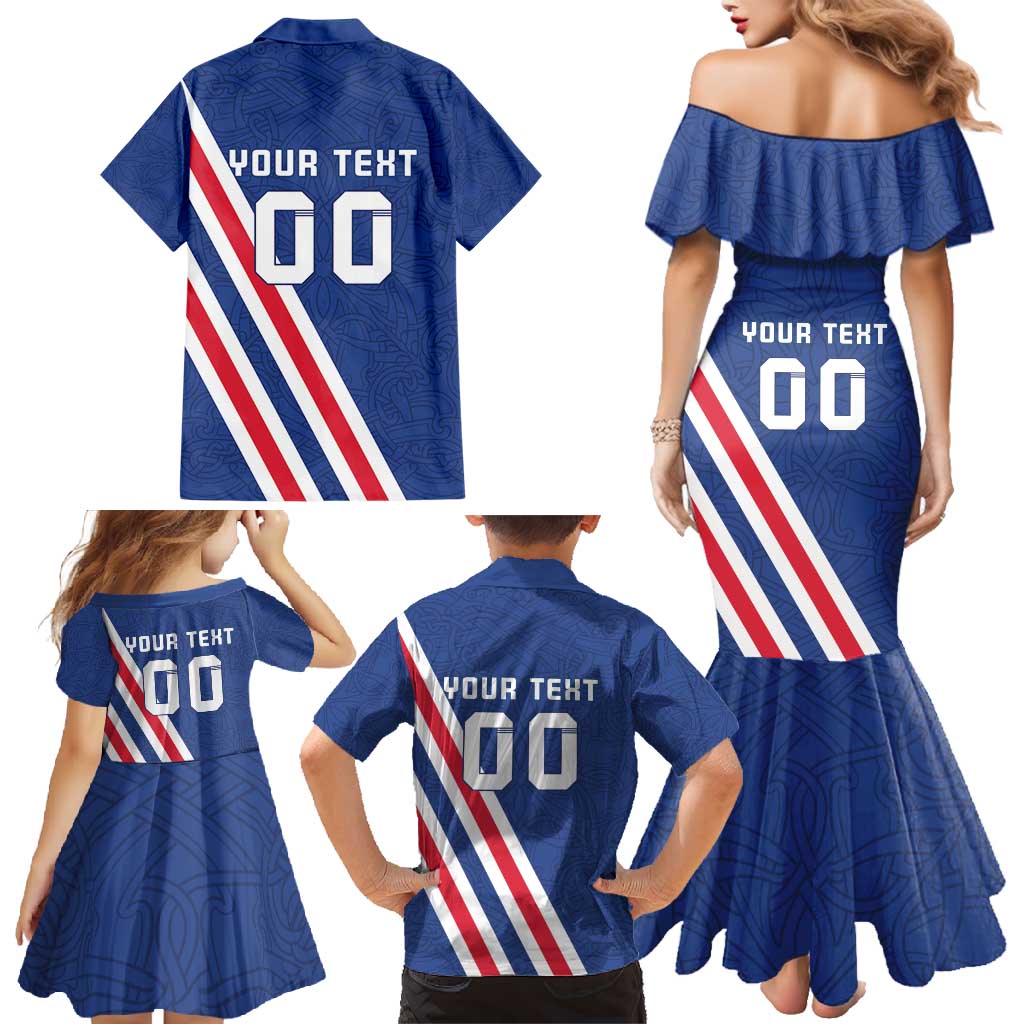 Custom Iceland Football Family Matching Mermaid Dress and Hawaiian Shirt Strakarnir Okkar Celtic Pattern