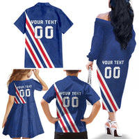 Custom Iceland Football Family Matching Off The Shoulder Long Sleeve Dress and Hawaiian Shirt Strakarnir Okkar Celtic Pattern