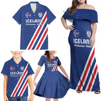 Custom Iceland Football Family Matching Off Shoulder Maxi Dress and Hawaiian Shirt Strakarnir Okkar Celtic Pattern