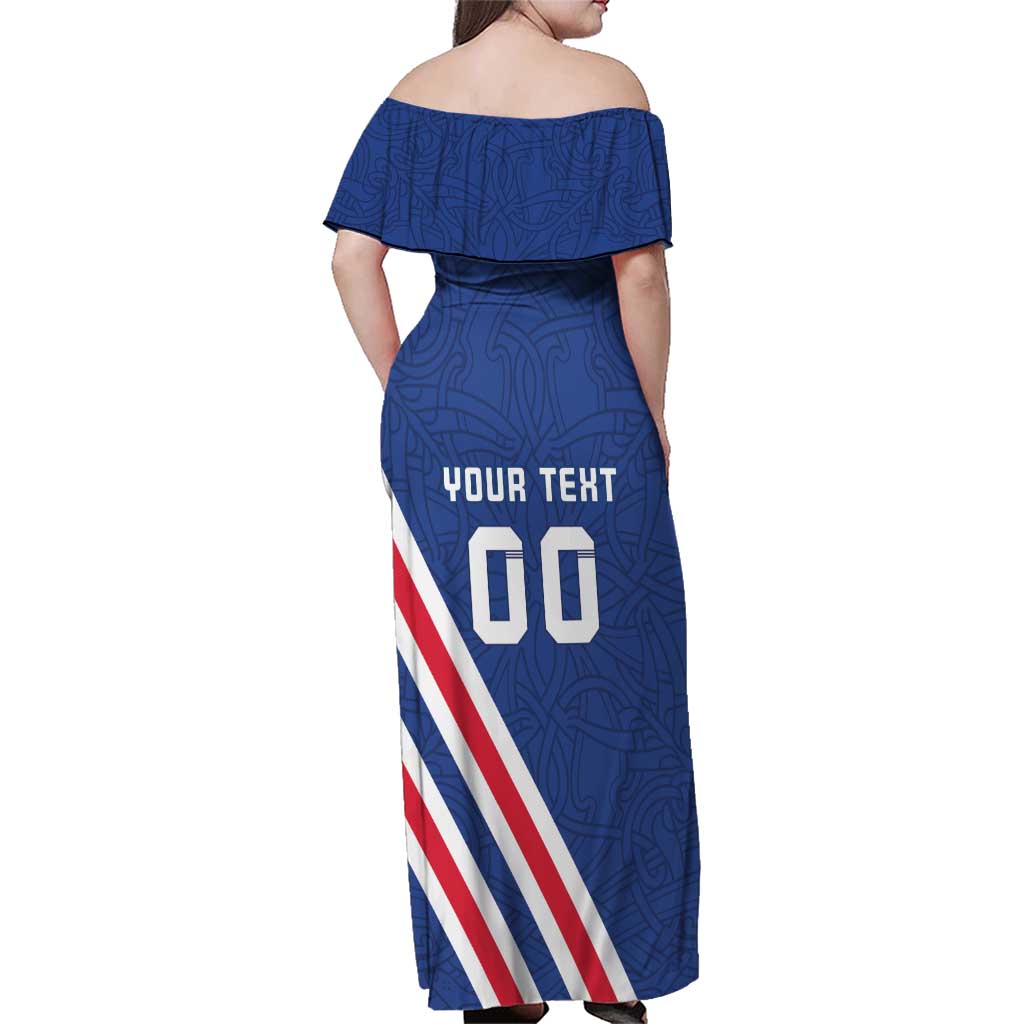 Custom Iceland Football Family Matching Off Shoulder Maxi Dress and Hawaiian Shirt Strakarnir Okkar Celtic Pattern