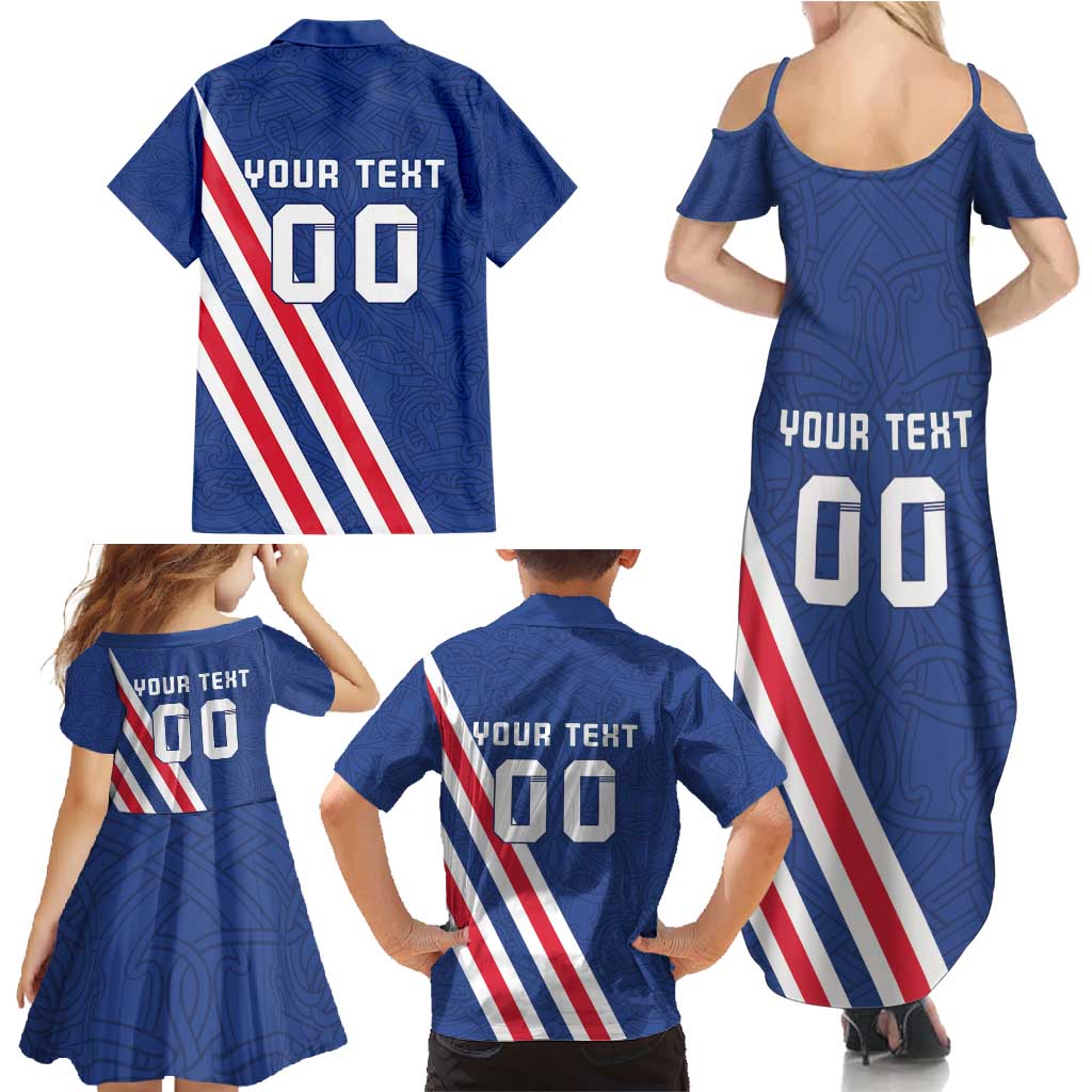 Custom Iceland Football Family Matching Summer Maxi Dress and Hawaiian Shirt Strakarnir Okkar Celtic Pattern