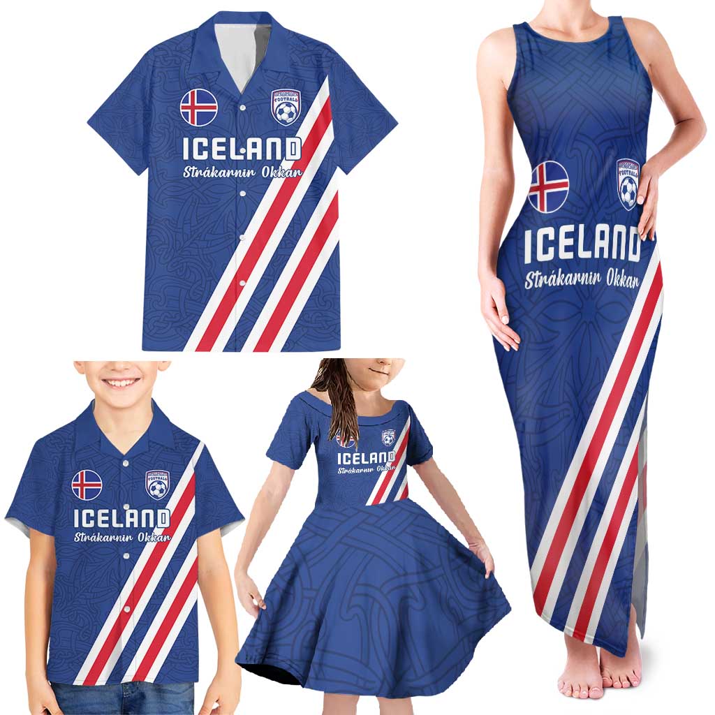 Custom Iceland Football Family Matching Tank Maxi Dress and Hawaiian Shirt Strakarnir Okkar Celtic Pattern