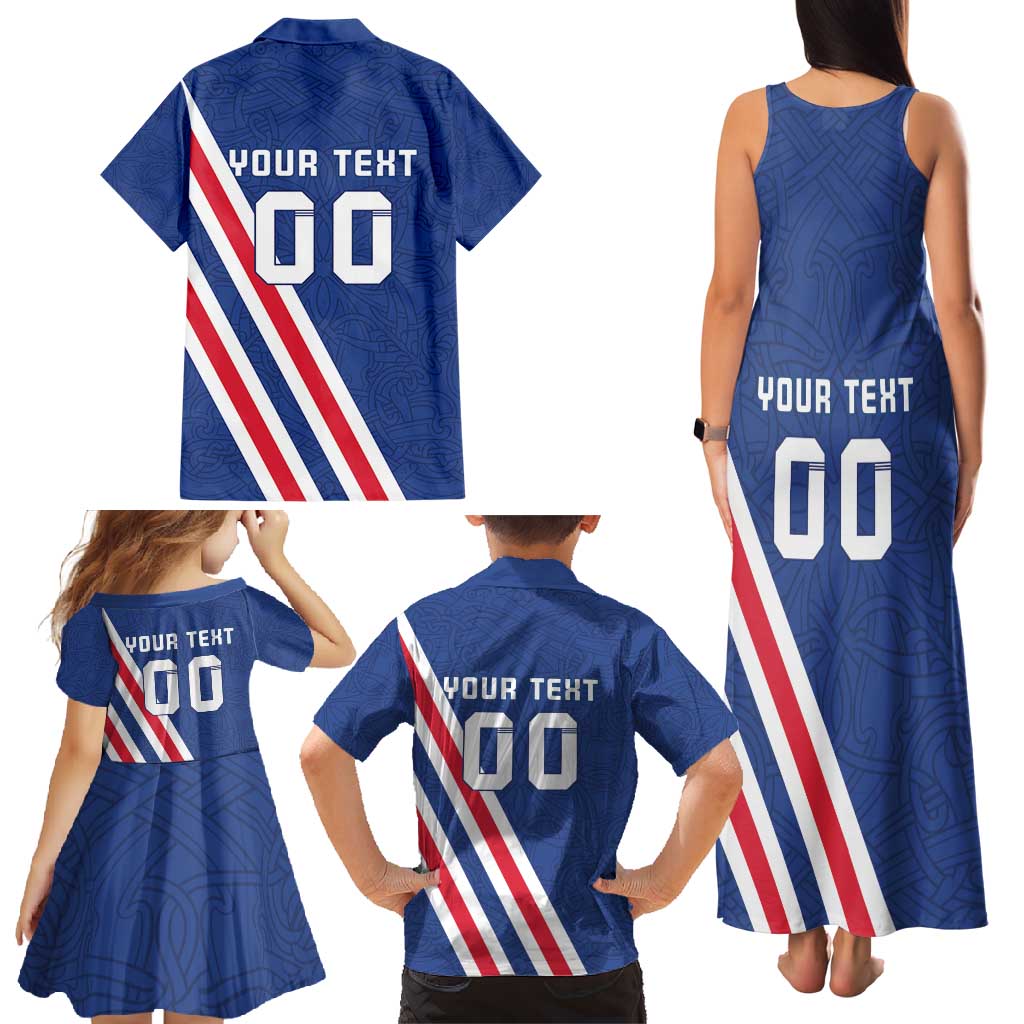 Custom Iceland Football Family Matching Tank Maxi Dress and Hawaiian Shirt Strakarnir Okkar Celtic Pattern