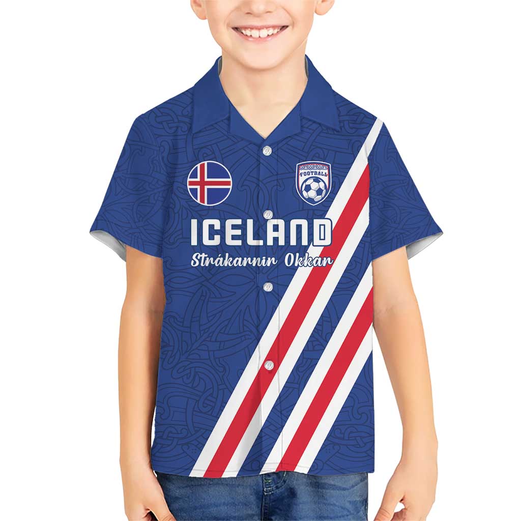 Custom Iceland Football Kid Hawaiian Shirt Strakarnir Okkar Celtic Pattern