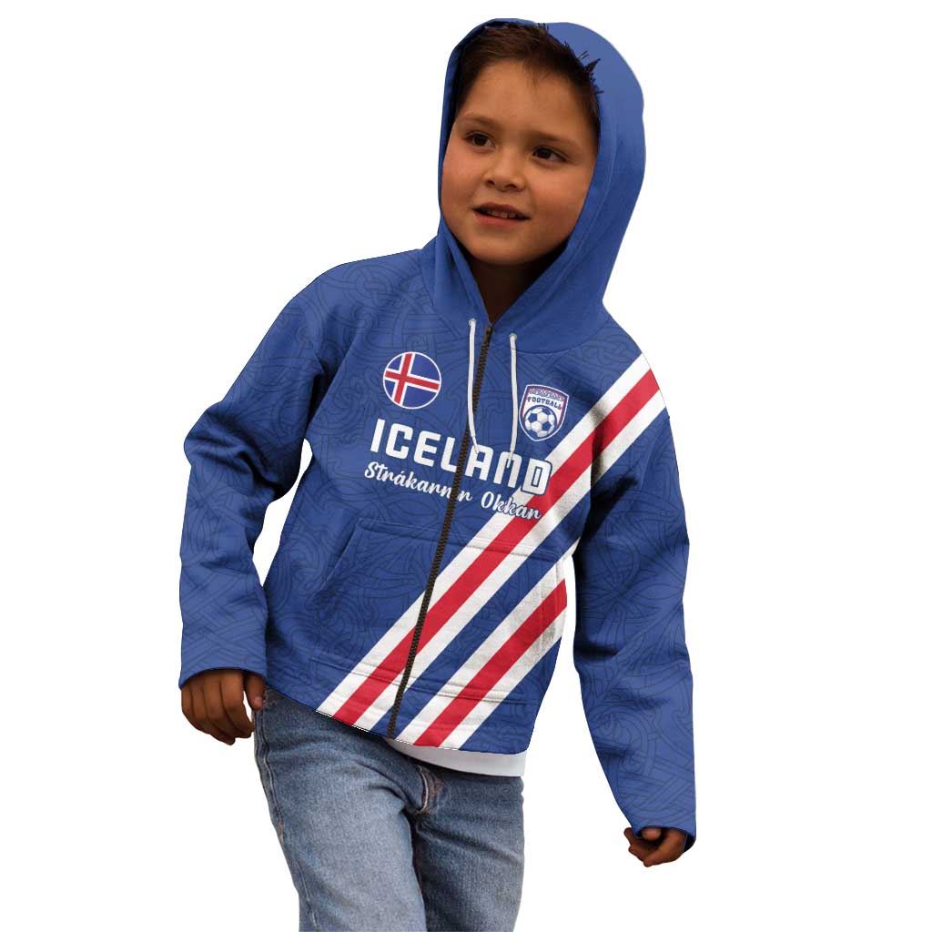 Custom Iceland Football Kid Hoodie Strakarnir Okkar Celtic Pattern