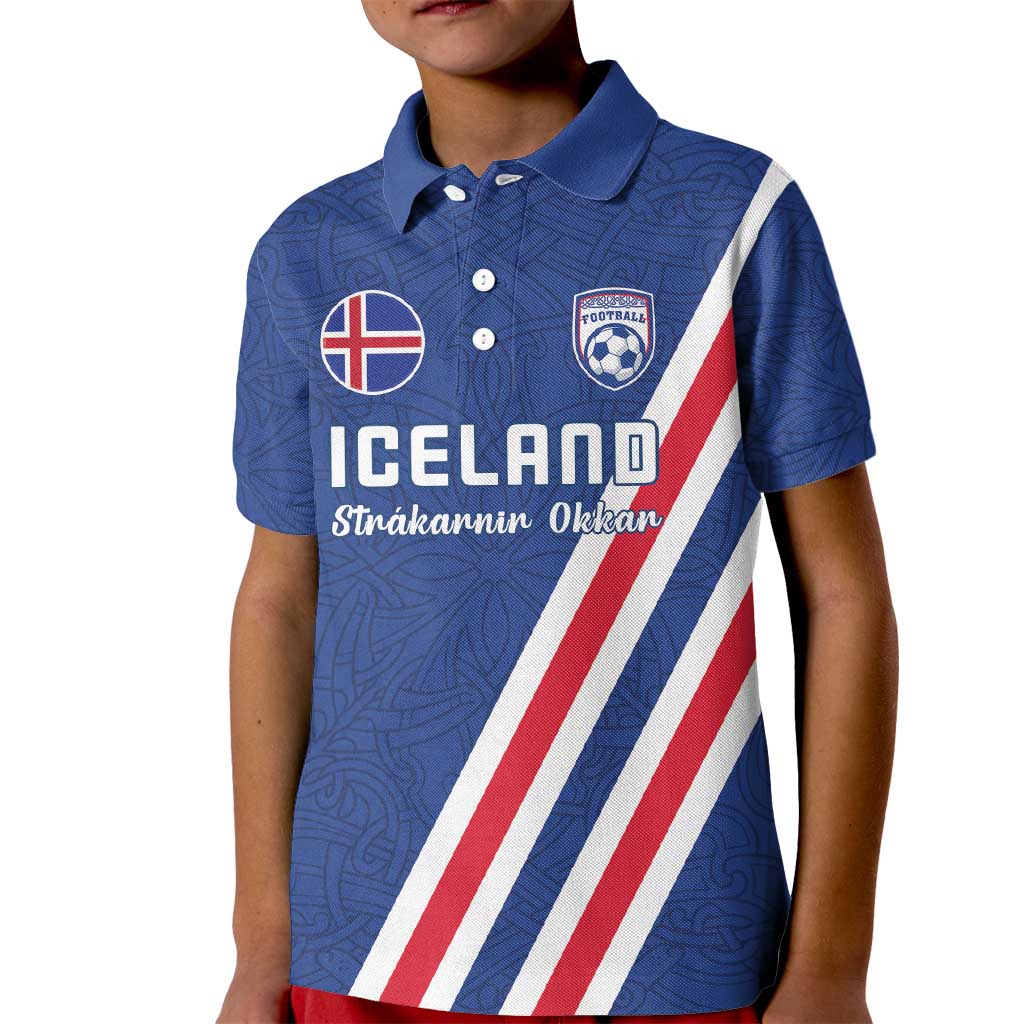 Custom Iceland Football Kid Polo Shirt Strakarnir Okkar Celtic Pattern