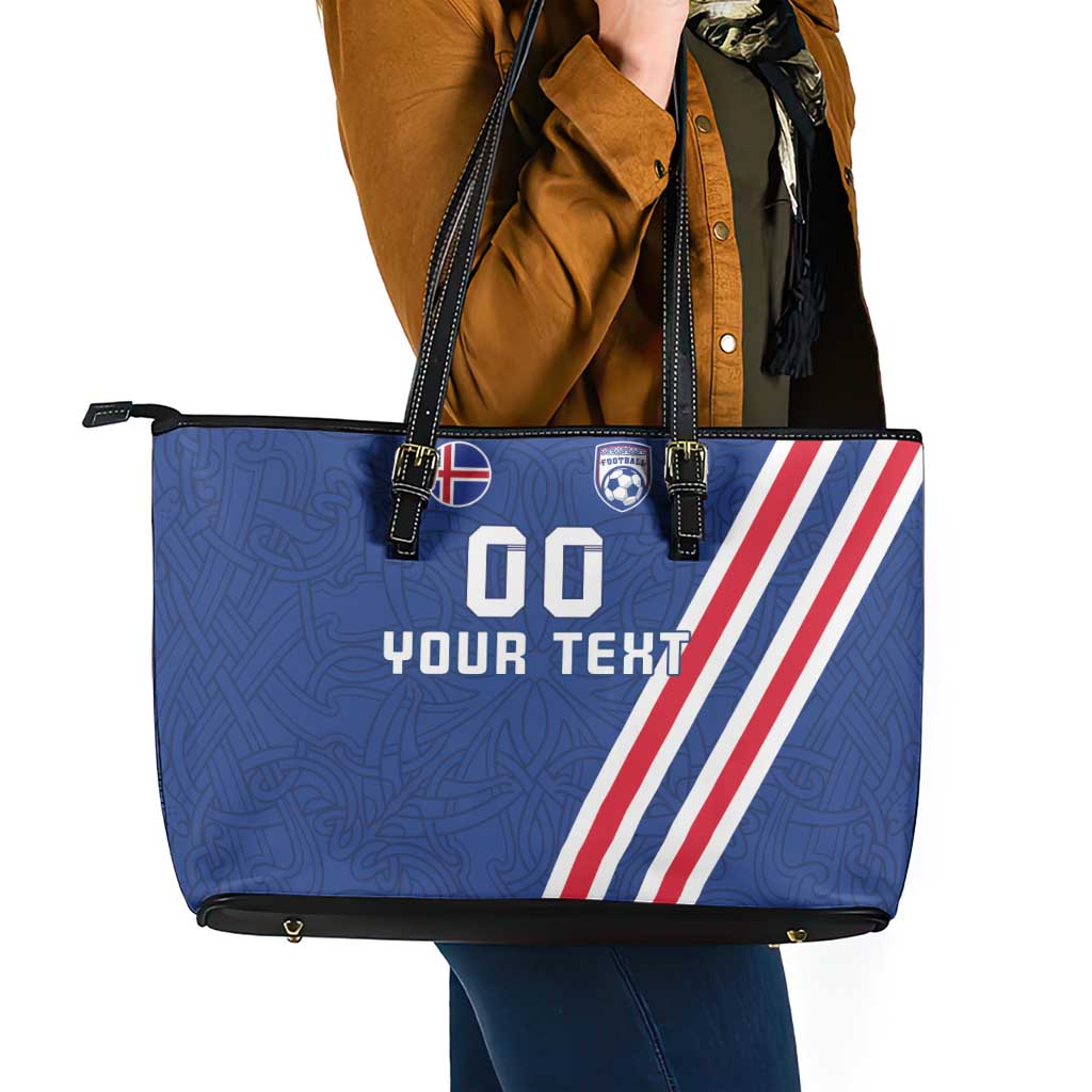 Custom Iceland Football Leather Tote Bag Strakarnir Okkar Celtic Pattern