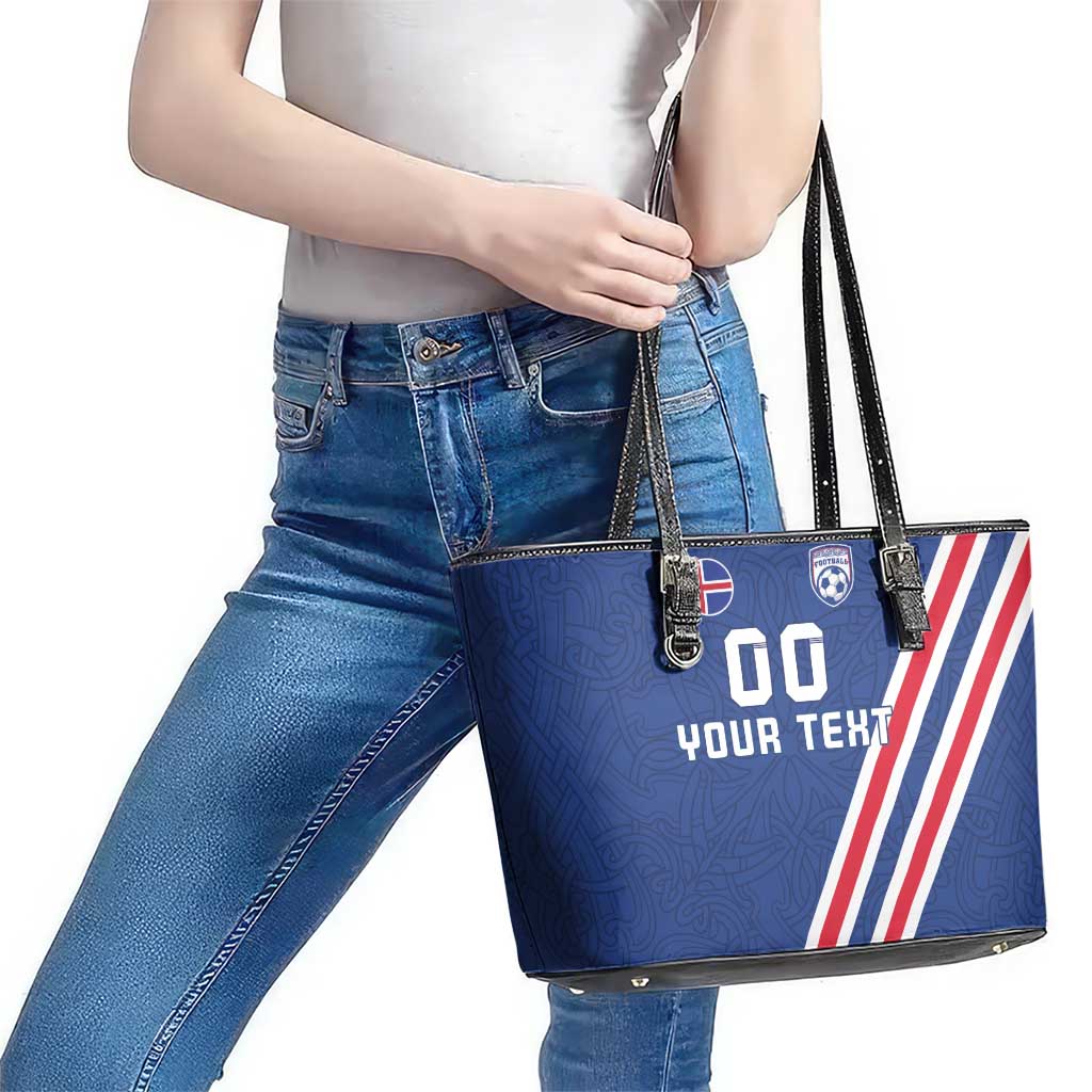 Custom Iceland Football Leather Tote Bag Strakarnir Okkar Celtic Pattern