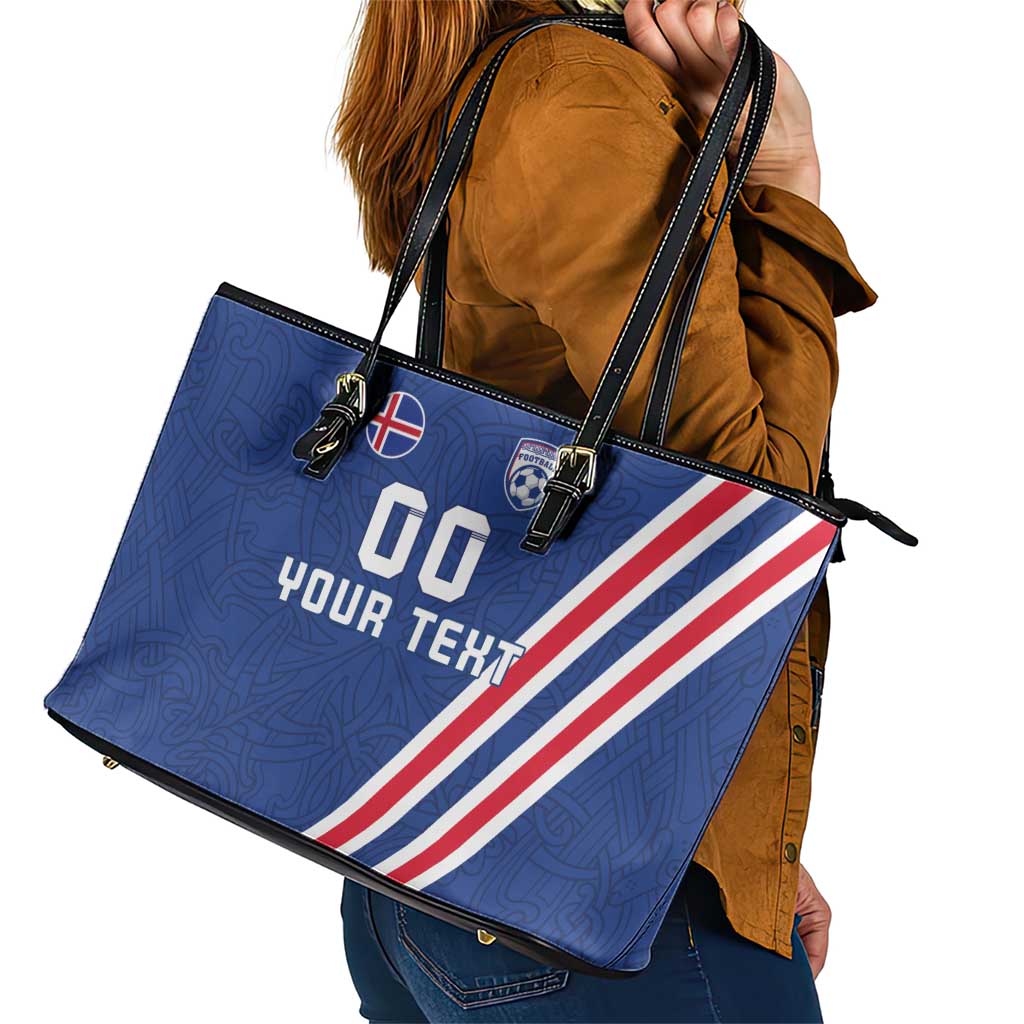Custom Iceland Football Leather Tote Bag Strakarnir Okkar Celtic Pattern