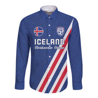 Custom Iceland Football Long Sleeve Button Shirt Strakarnir Okkar Celtic Pattern