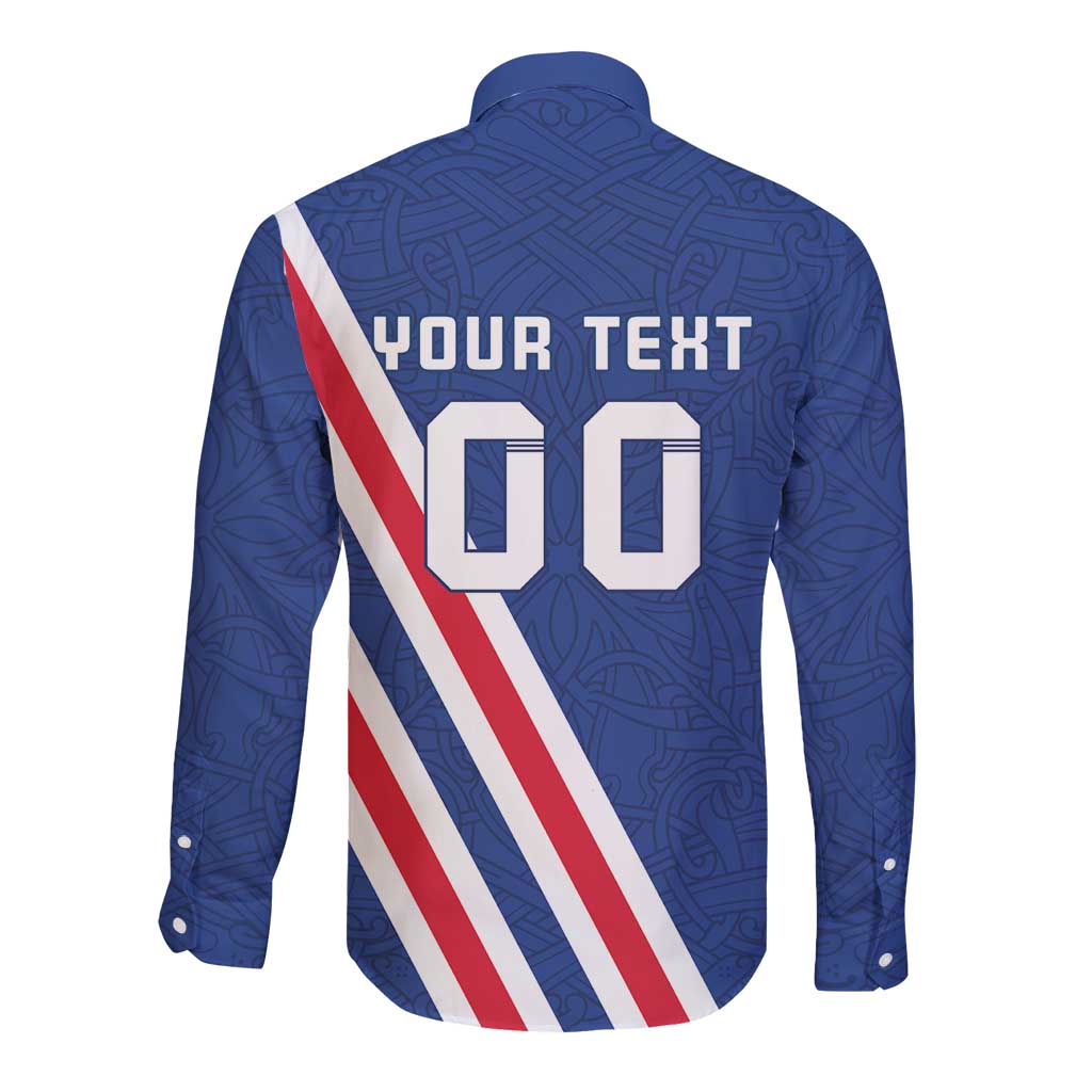 Custom Iceland Football Long Sleeve Button Shirt Strakarnir Okkar Celtic Pattern