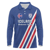 Custom Iceland Football Long Sleeve Polo Shirt Strakarnir Okkar Celtic Pattern