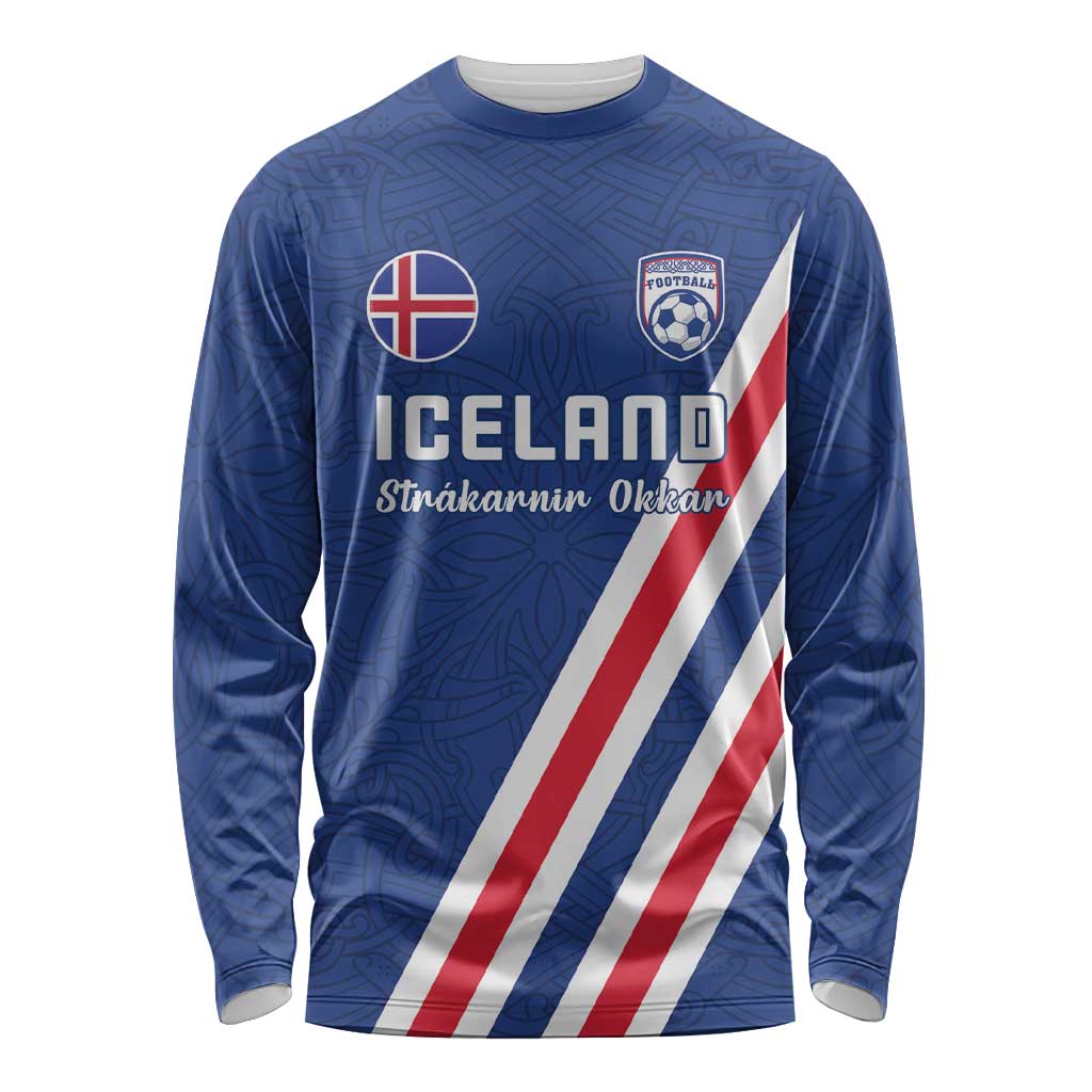Custom Iceland Football Long Sleeve Shirt Strakarnir Okkar Celtic Pattern
