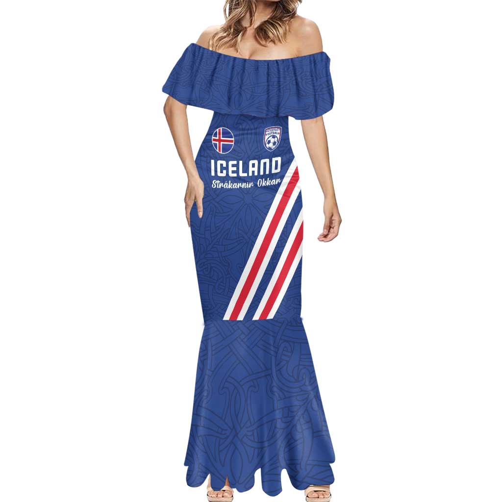 Custom Iceland Football Mermaid Dress Strakarnir Okkar Celtic Pattern