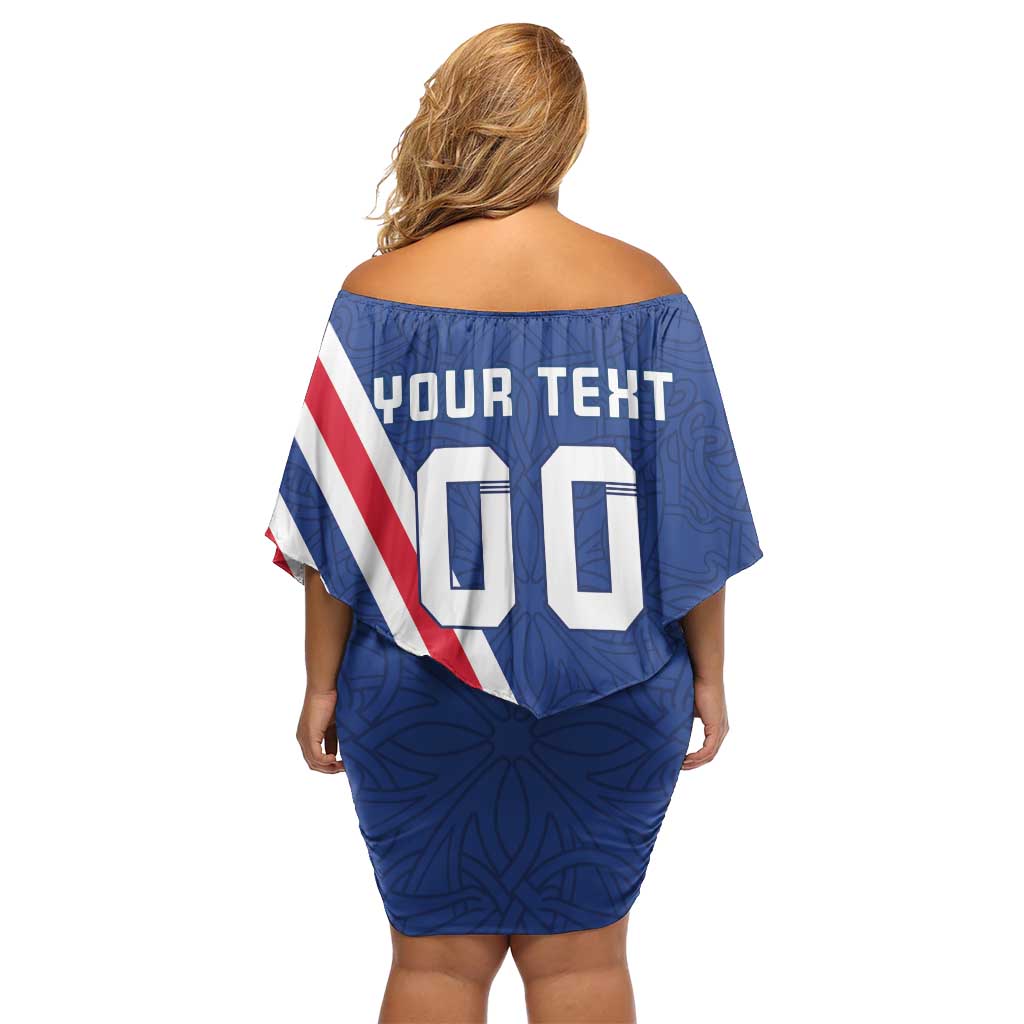 Custom Iceland Football Off Shoulder Short Dress Strakarnir Okkar Celtic Pattern