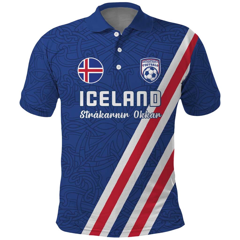 Custom Iceland Football Polo Shirt Strakarnir Okkar Celtic Pattern