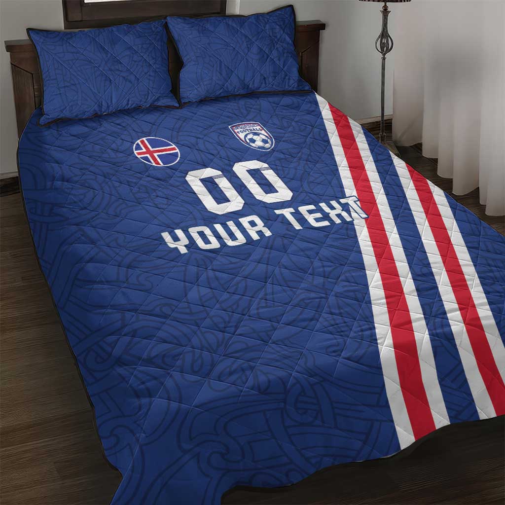 Custom Iceland Football Quilt Bed Set Strakarnir Okkar Celtic Pattern