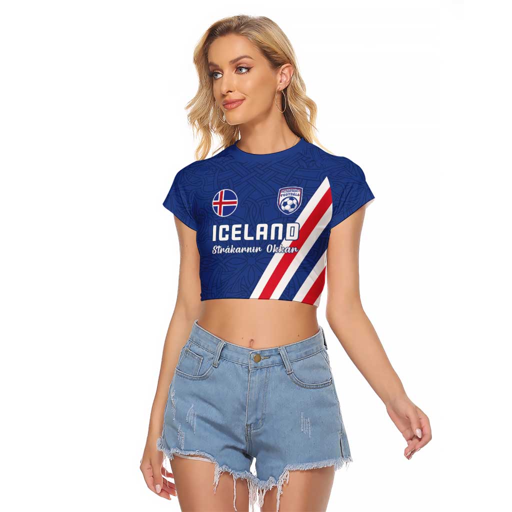Custom Iceland Football Raglan Cropped T Shirt Strakarnir Okkar Celtic Pattern
