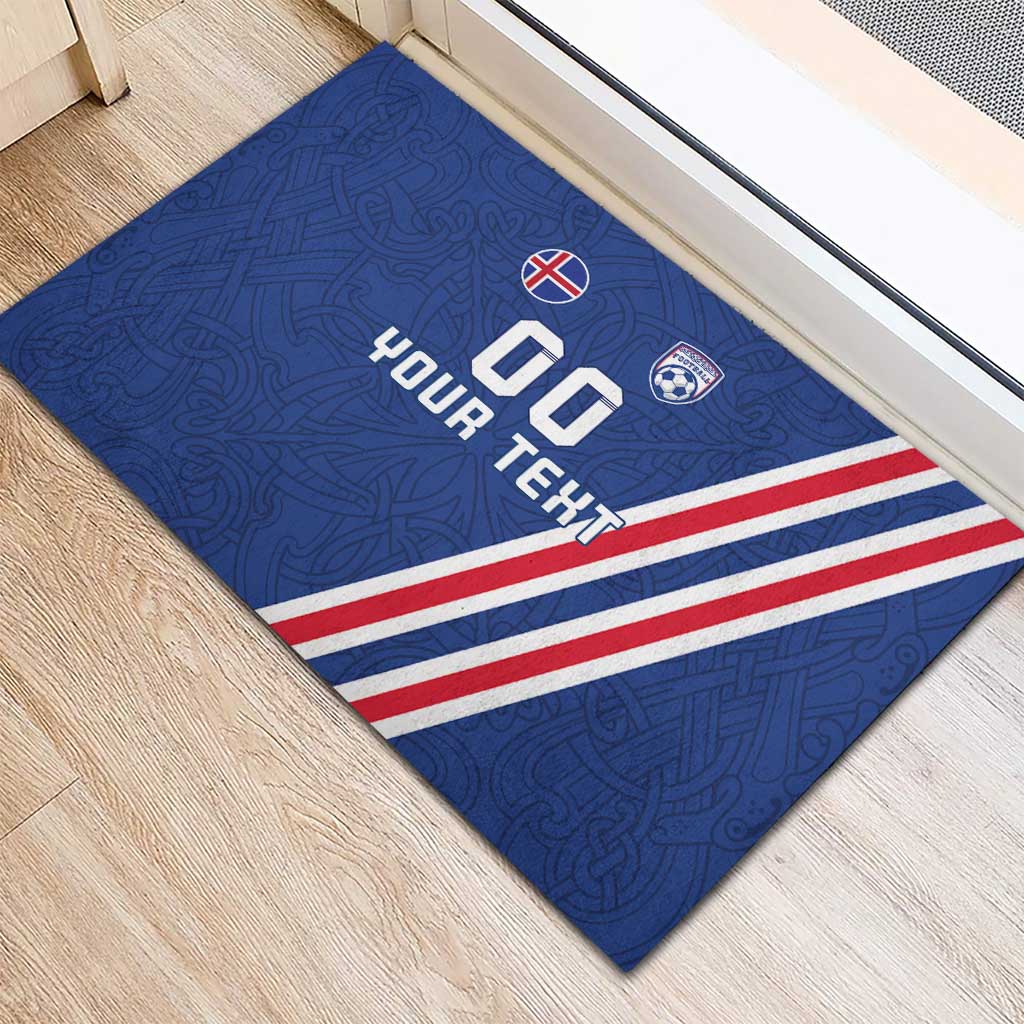 Custom Iceland Football Rubber Doormat Strakarnir Okkar Celtic Pattern