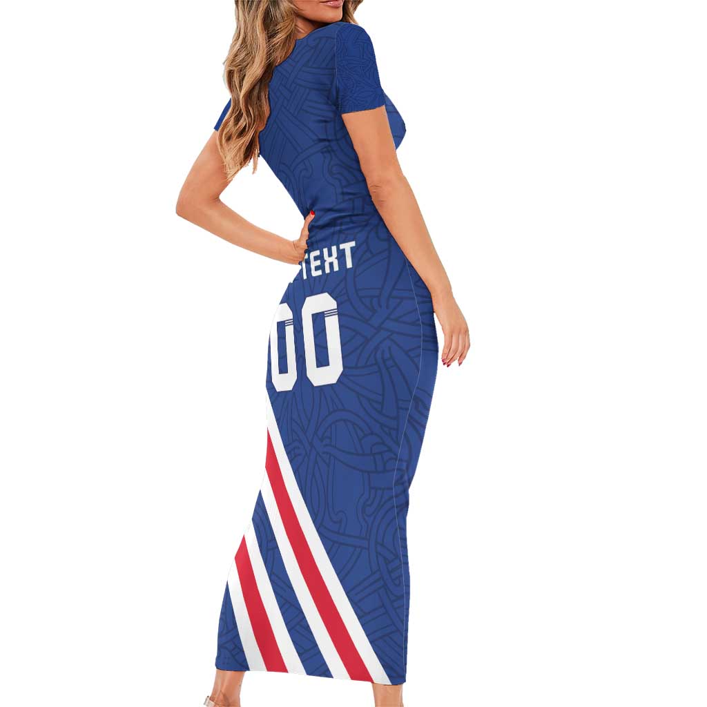 Custom Iceland Football Short Sleeve Bodycon Dress Strakarnir Okkar Celtic Pattern