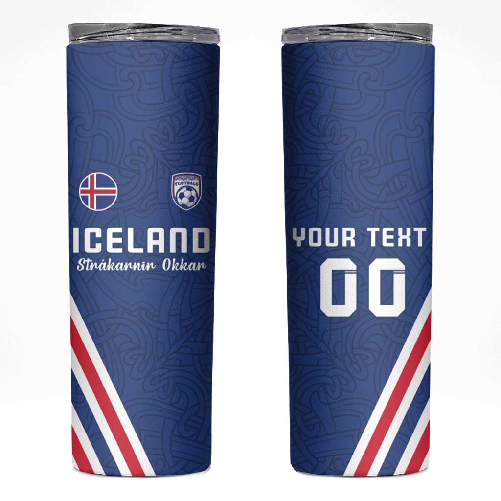 Custom Iceland Football Skinny Tumbler Strakarnir Okkar Celtic Pattern
