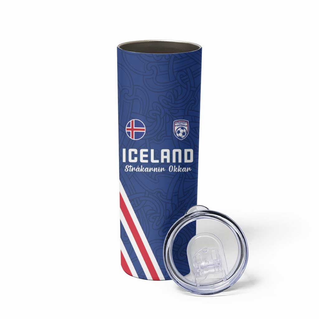 Custom Iceland Football Skinny Tumbler Strakarnir Okkar Celtic Pattern