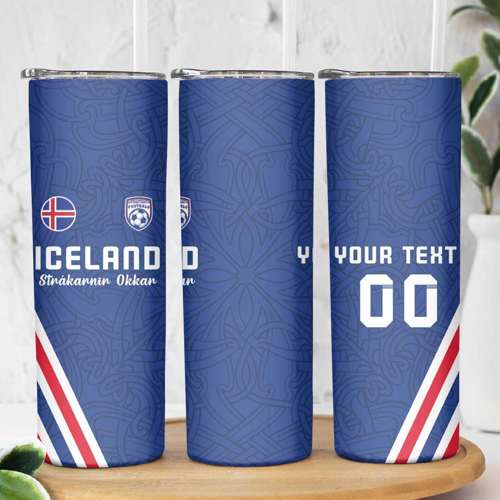 Custom Iceland Football Skinny Tumbler Strakarnir Okkar Celtic Pattern