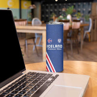 Custom Iceland Football Skinny Tumbler Strakarnir Okkar Celtic Pattern