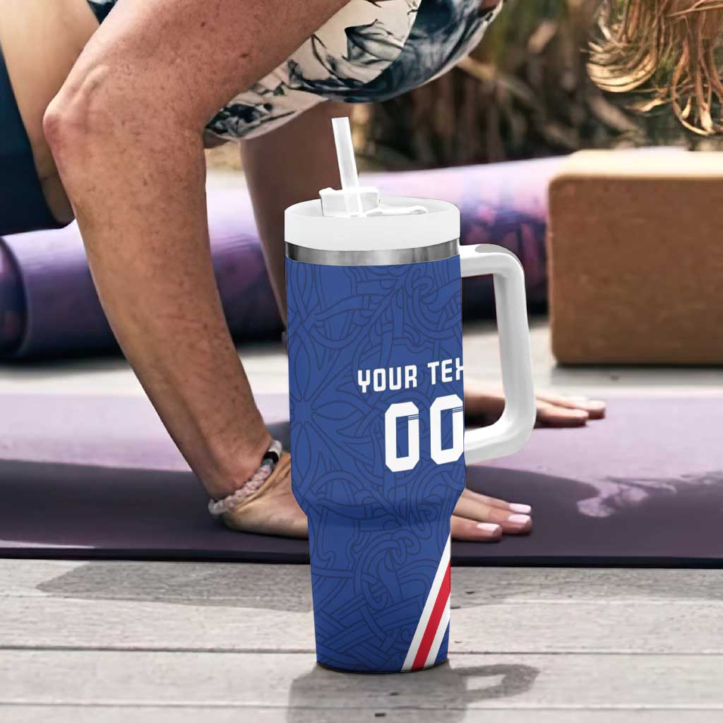 Custom Iceland Football Tumbler With Handle Strakarnir Okkar Celtic Pattern