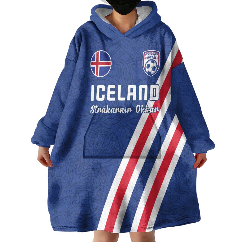 Custom Iceland Football Wearable Blanket Hoodie Strakarnir Okkar Celtic Pattern